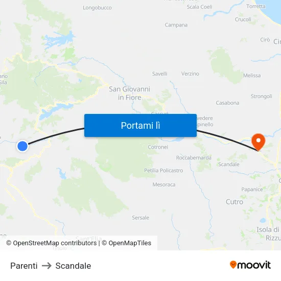 Parenti to Scandale map