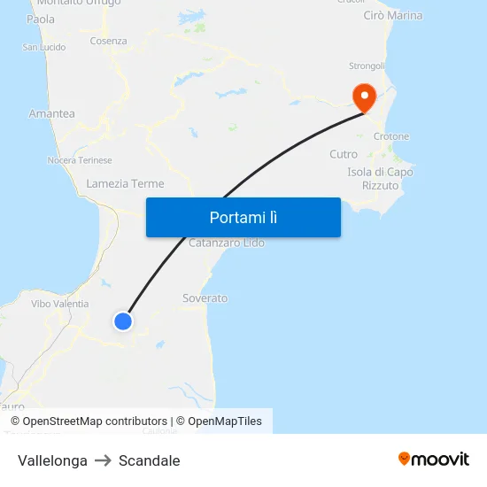 Vallelonga to Scandale map