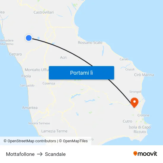 Mottafollone to Scandale map