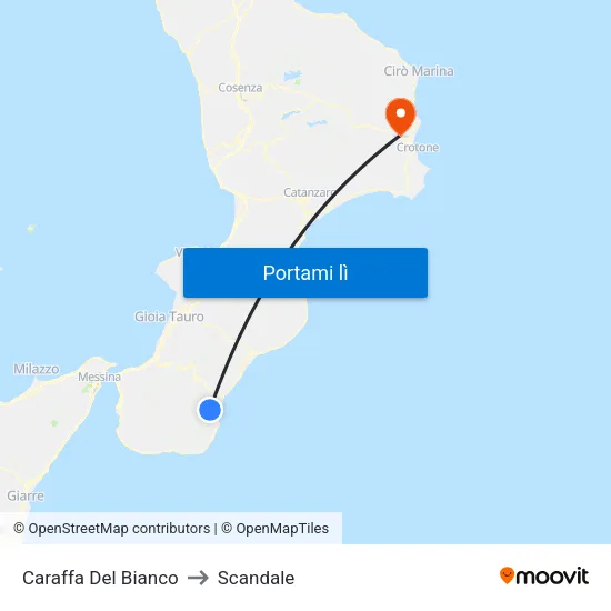 Caraffa Del Bianco to Scandale map
