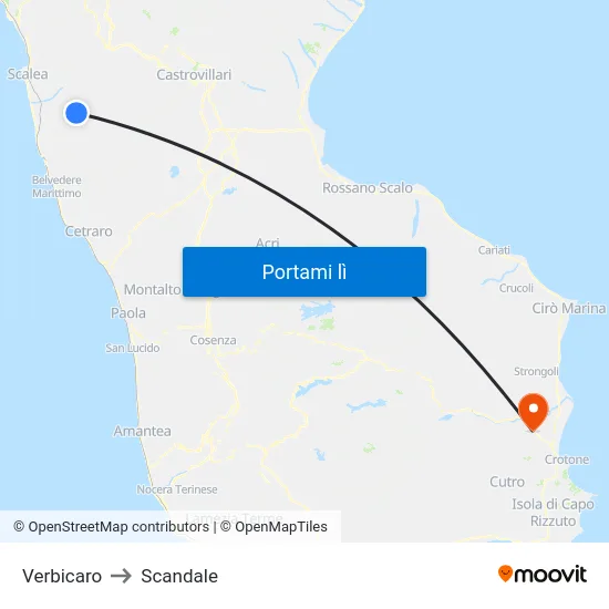 Verbicaro to Scandale map