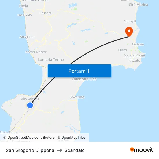 San Gregorio D'Ippona to Scandale map