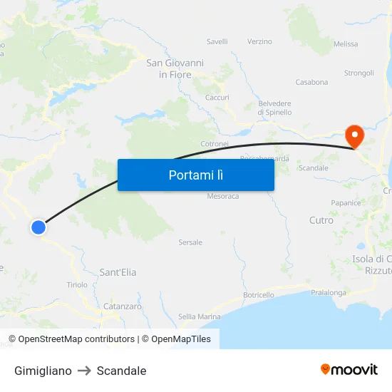 Gimigliano to Scandale map