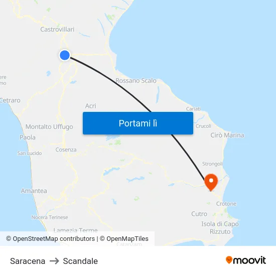 Saracena to Scandale map