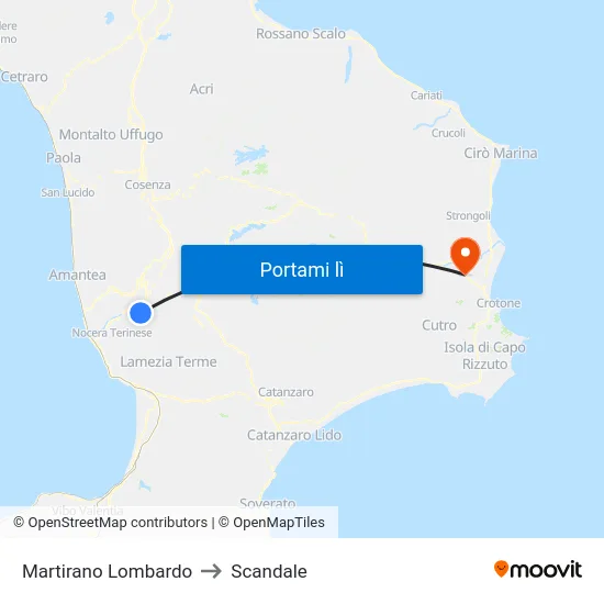 Martirano Lombardo to Scandale map