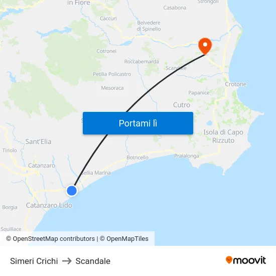 Simeri Crichi to Scandale map