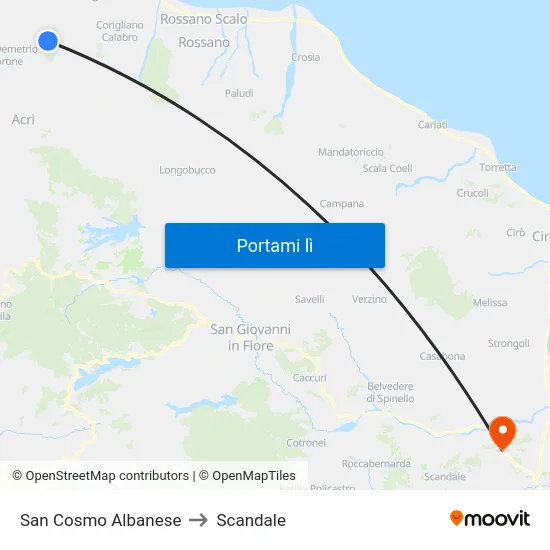 San Cosmo Albanese to Scandale map