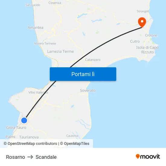 Rosarno to Scandale map