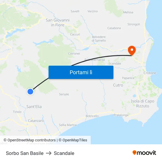 Sorbo San Basile to Scandale map