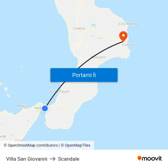 Villa San Giovanni to Scandale map