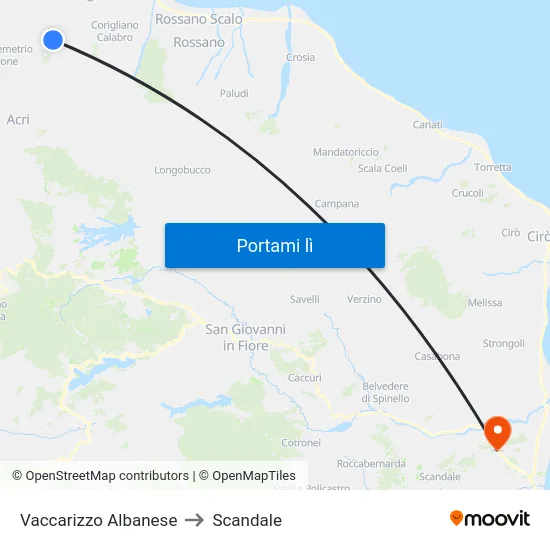 Vaccarizzo Albanese to Scandale map