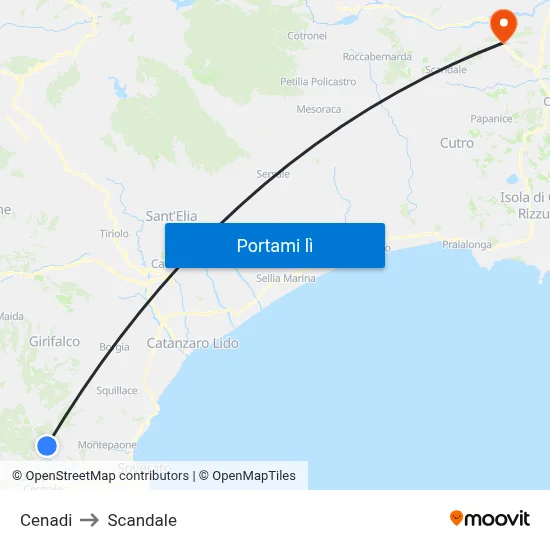 Cenadi to Scandale map