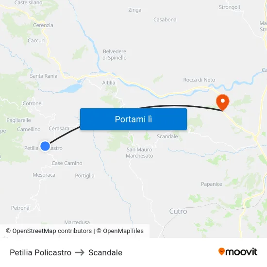 Petilia Policastro to Scandale map