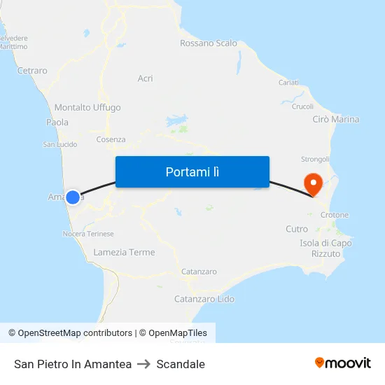 San Pietro In Amantea to Scandale map