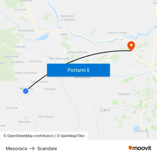 Mesoraca to Scandale map