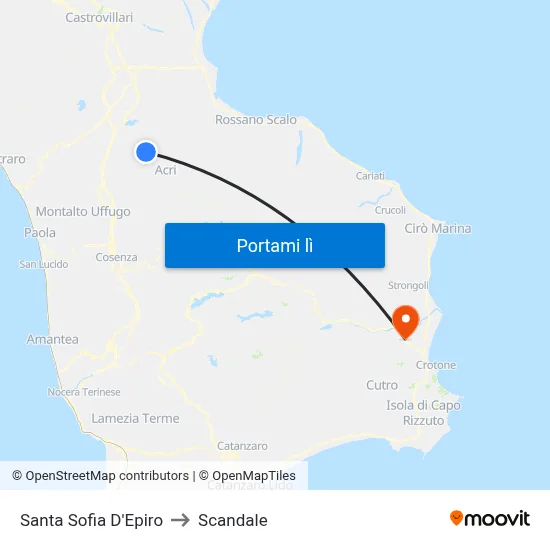 Santa Sofia D'Epiro to Scandale map