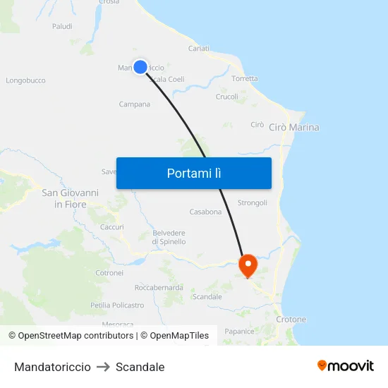 Mandatoriccio to Scandale map