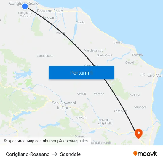 Corigliano-Rossano to Scandale map