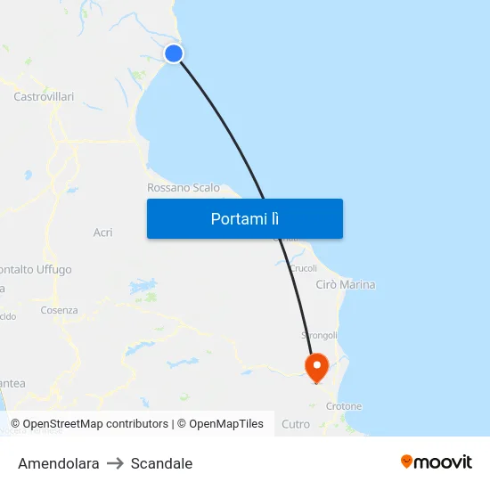 Amendolara to Scandale map