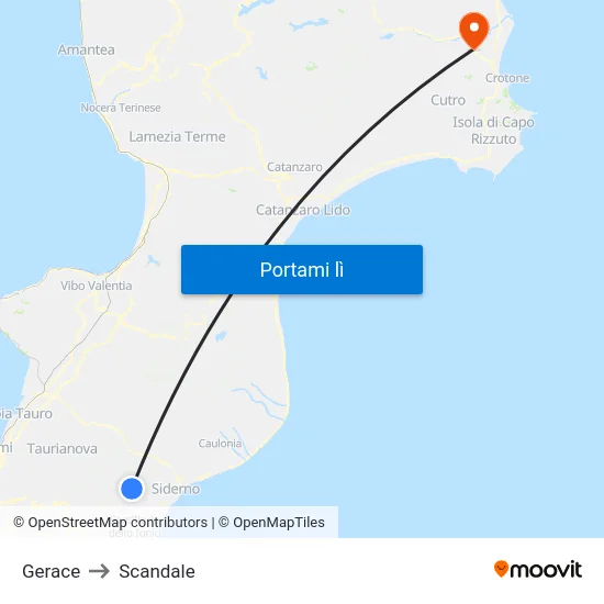 Gerace to Scandale map