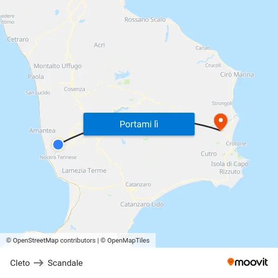 Cleto to Scandale map