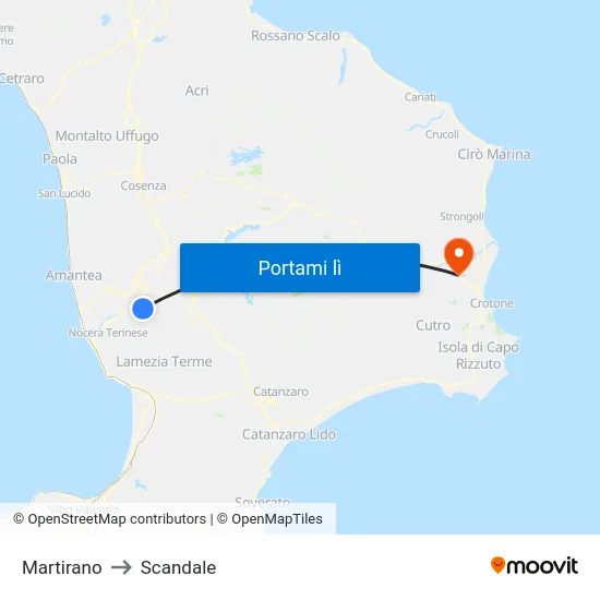 Martirano to Scandale map