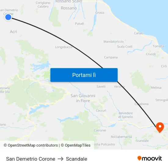 San Demetrio Corone to Scandale map