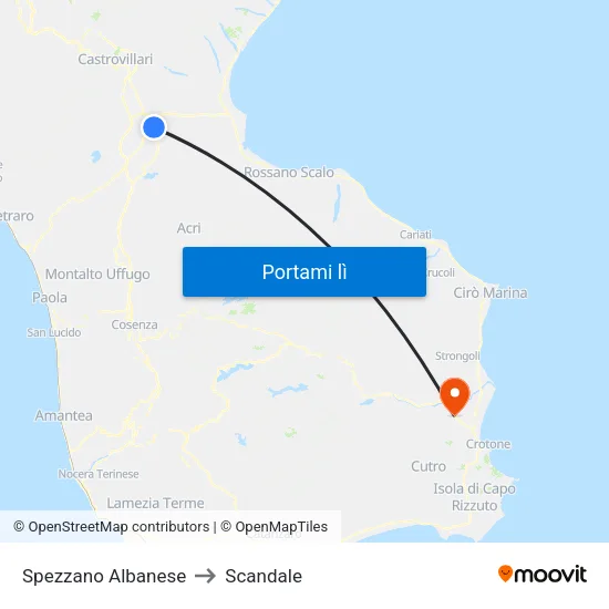 Spezzano Albanese to Scandale map