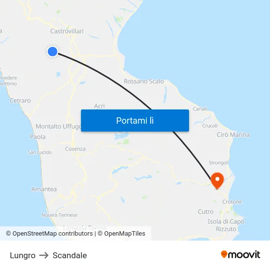 Lungro to Scandale map