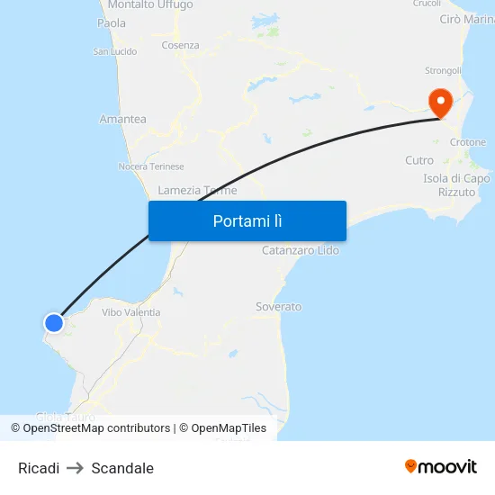 Ricadi to Scandale map