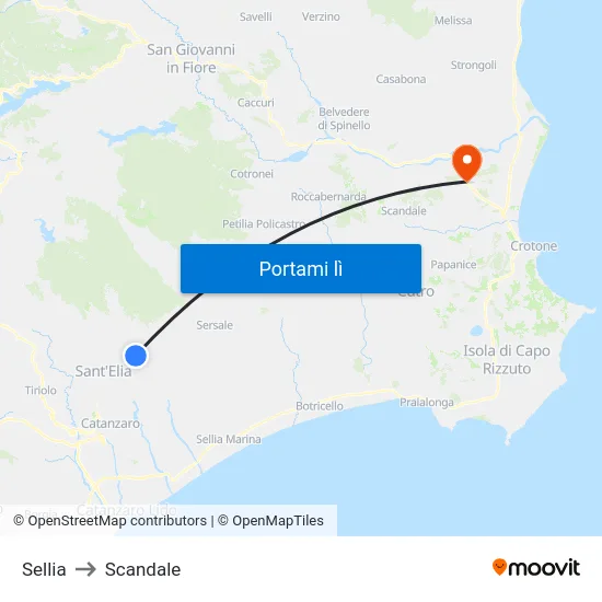 Sellia to Scandale map
