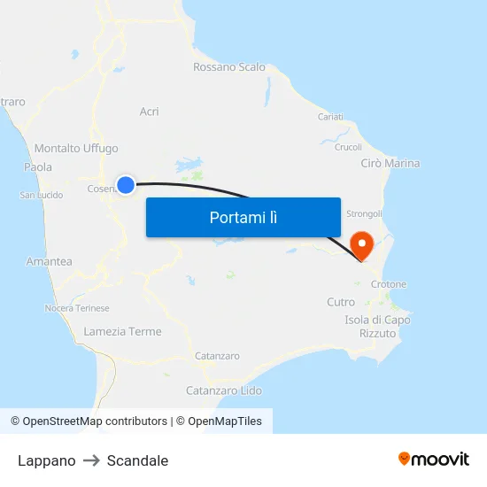 Lappano to Scandale map