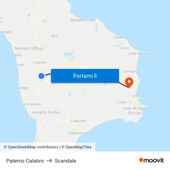 Paterno Calabro to Scandale map
