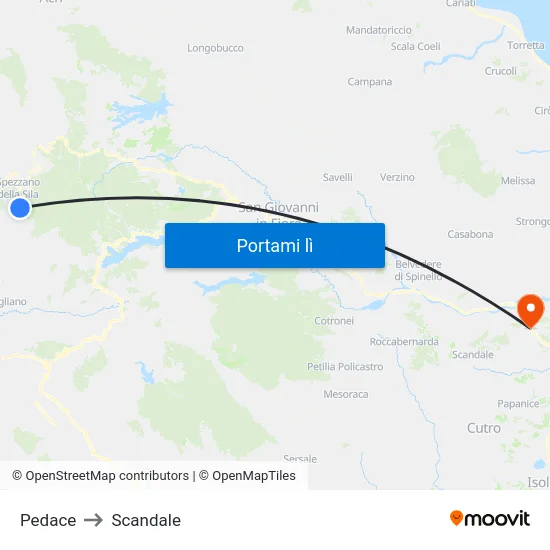 Pedace to Scandale map