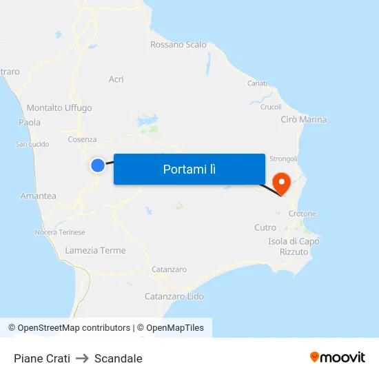 Piane Crati to Scandale map