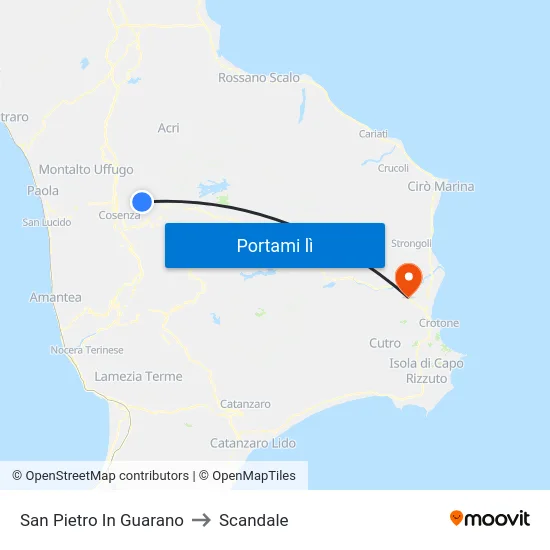 San Pietro In Guarano to Scandale map