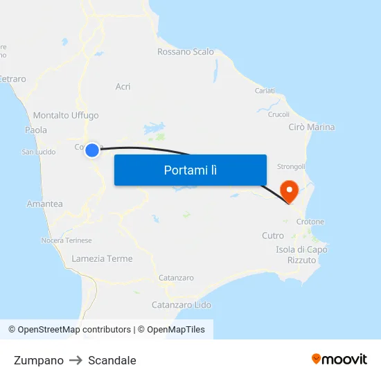 Zumpano to Scandale map