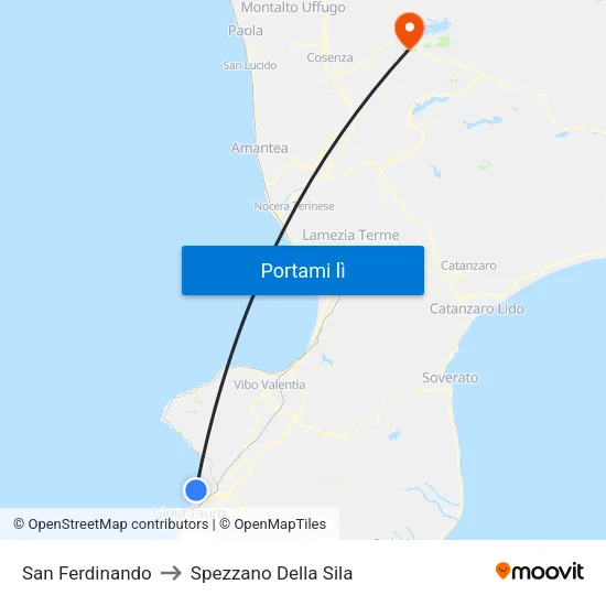 San Ferdinando to Spezzano Della Sila map