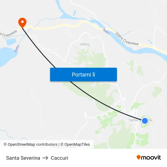 Santa Severina to Caccuri map