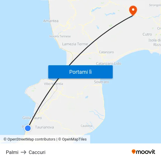 Palmi to Caccuri map