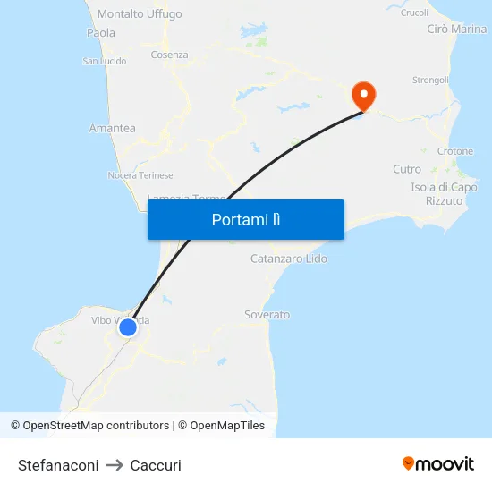 Stefanaconi to Caccuri map