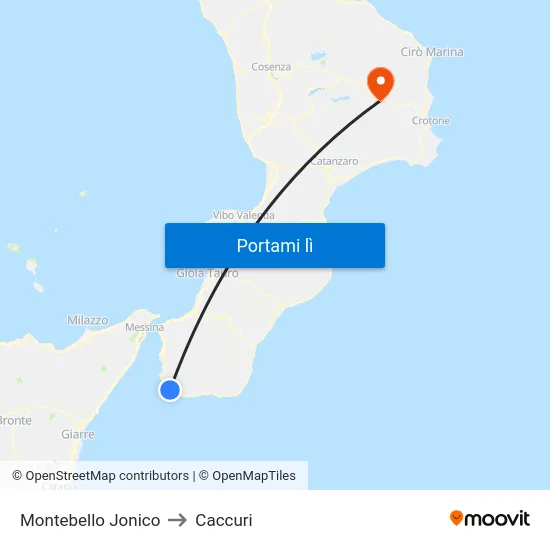 Montebello Jonico to Caccuri map