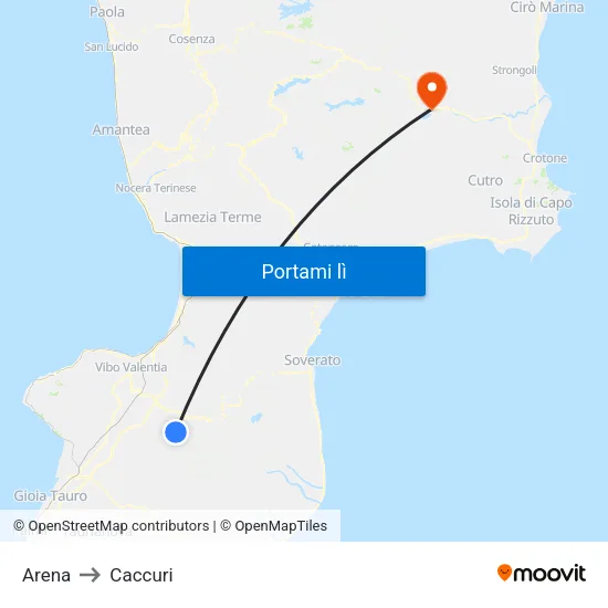 Arena to Caccuri map