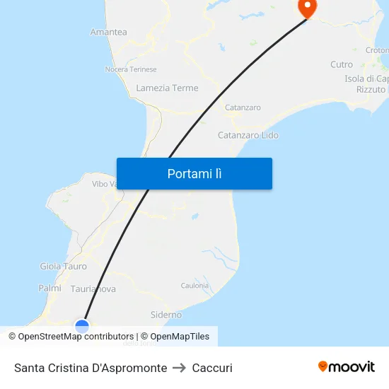 Santa Cristina D'Aspromonte to Caccuri map