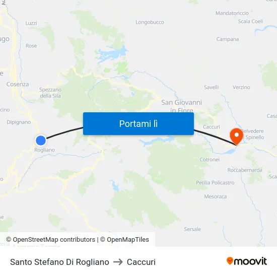 Santo Stefano Di Rogliano to Caccuri map