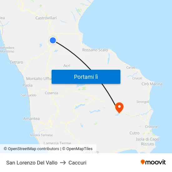 San Lorenzo Del Vallo to Caccuri map