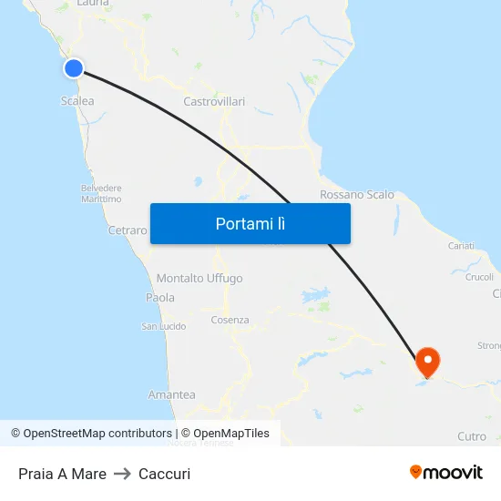 Praia A Mare to Caccuri map