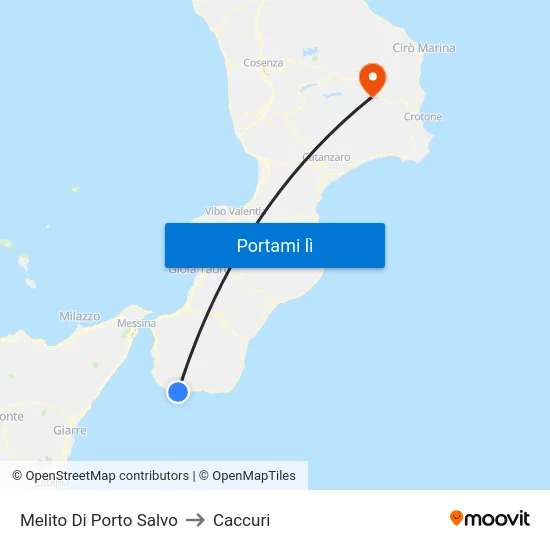 Melito Di Porto Salvo to Caccuri map