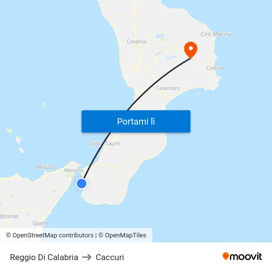 Reggio Di Calabria to Caccuri map