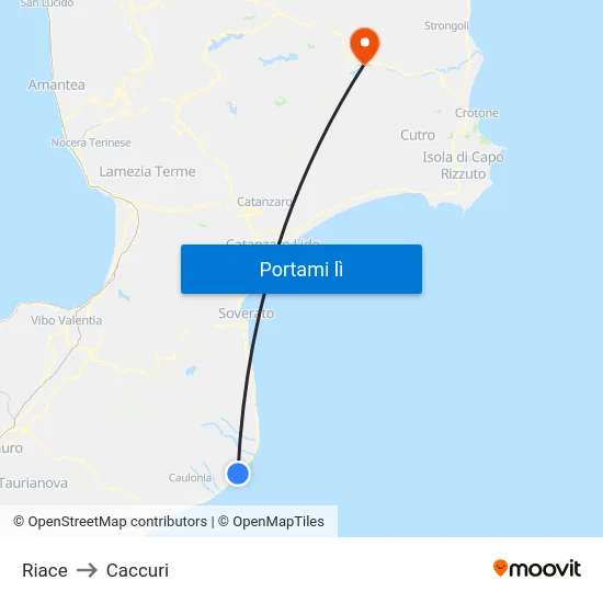 Riace to Caccuri map